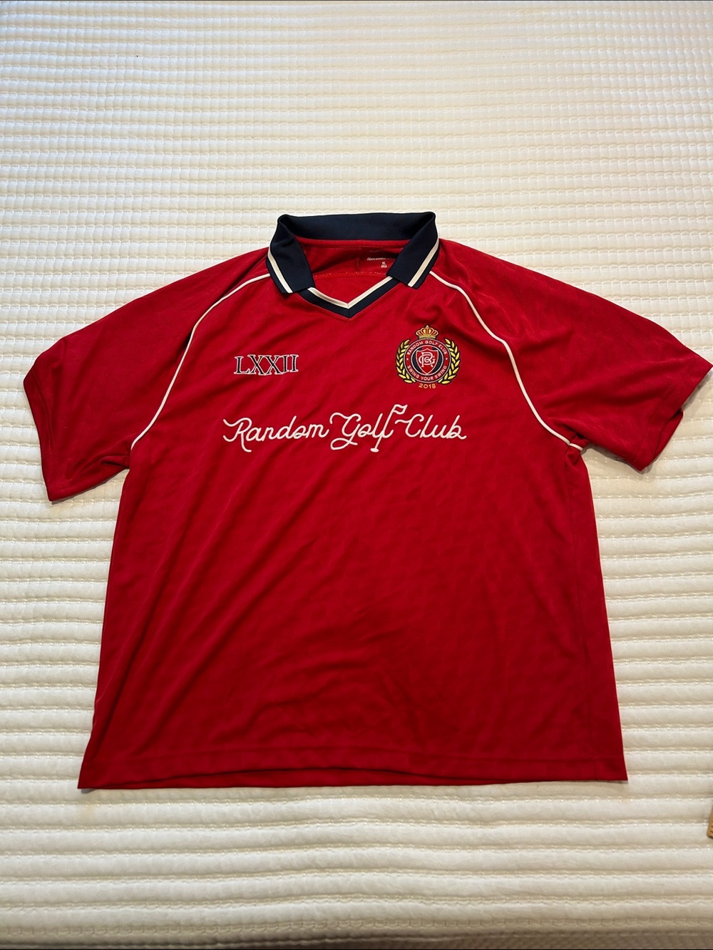 Abercrombie & Fitch Random Golf Club Red Polo with Navy Contrast Collar